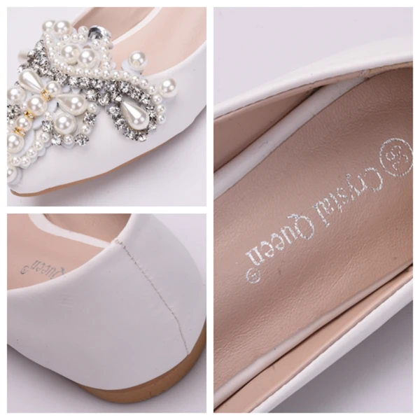 Mote Hvit Casual Damesko 2018 Perle Rhinestone Spisse Flate