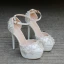 Mode Elfenben Brudskor 2018 Rhinestone Ankelband 14 cm Stilettklackar Pande Zote Toe Bröllop Högklackade