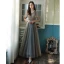 Chic / Belle Gris Robe Demoiselle D'honneur 2021 Princesse Manches Courtes Dos Nu Perlage Perle En Dentelle Fleur Paillettes Longue Demoiselle D'honneur Robe Pour Mariage