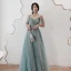 Chic / Beautiful Green Sequins Bridesmaid Dresses 2021 A-Line / Princess Spaghetti Straps Short Sleeve Backless Floor-Length / Long Bridesmaid Wedding Party Dresses