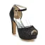 Sexy Silber Abend Pailletten Sandalen Damen 2021 Knöchelriemen 12 cm Thick Heels Peeptoes Sandaletten Hochhackige