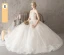 Abordable Ivoire Robe De Mariée 2018 Robe Boule En Dentelle Fleur Perle Faux Diamant Paillettes Dos Nu Chapel Train