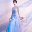 Chic / Beautiful Sky Blue Evening Dresses  2018 A-Line / Princess Appliques Shoulders Backless Sleeveless Floor-Length / Long Formal Dresses