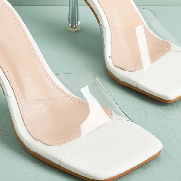 Sexy Transparent White Street Wear Womens Sandals 2021 9 cm Stiletto Heels Open / Peep Toe Sandals High Heels