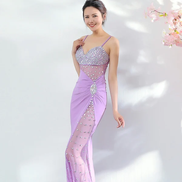 Sexy Noire Robe De Soirée 2018 Trompette / Sirène Paillettes Bretelles Spaghetti Dos Nu Sans Manches Longue Robe De Ceremonie
