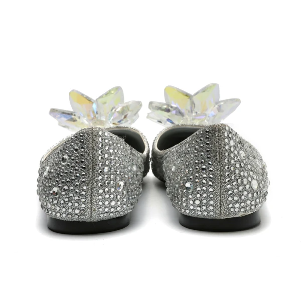 Lyx Barock Askungen Silver Damskor 2019 Kristall Rhinestone Spetsiga Platt