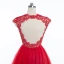 Sexy Rouge Robe De Fete 2018 Courte Encolure Dégagée En Dentelle Fleur Sans Manches Dos Nu Robe De Ceremonie
