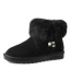 Mote Kvinners støvler 2017 Grå Lær Ankel Suede Casual Vinter Flate Snow Boots