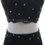 Chic / Belle 2 Pièces Noire Robe De Soirée 2018 Trompette / Sirène Encolure Dégagée Sans Manches Perlage En Dentelle Fleur Paillettes Faux Diamant Dos Nu Train De Balayage Robe De Ceremonie