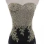Charmant Noire Robe De Soirée 2018 Trompette / Sirène Bustier Dos Nu En Dentelle Fleur Faux Diamant Sans Manches Longue Robe De Ceremonie