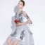 Sexy Grey Evening Dresses  2018 A-Line / Princess Lace Appliques Scoop Neck 3/4 Sleeve Short High Low Formal Dresses