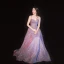 Charmig Purple Stjärnbeströdd Himmel Aftonklänningar 2019 Prinsessa Spaghettiband Glittriga / Glitter Polyester Ärmlös Halterneck Långa Formella Klänningar