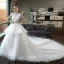 Snygga / Fina Röd Bröllopsklänningar 2019 Balklänning Urringning Spets Blomma Appliqués Rhinestone Ärmlös Halterneck Royal Train