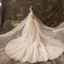 Luxury / Gorgeous Champagne Wedding Dresses 2019 A-Line / Princess Scoop Neck Beading Crystal Lace Flower Sequins Sleeveless Backless Watteau Train Royal Train