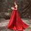 Audrey Hepburn-Stil Einfarbig Rot Ballkleider 2019 A Linie Bandeau Ärmellos Rückenfreies Hof-Schleppe Festliche Kleider