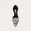 Charming Black Evening Party Leather Pearl Rhinestone Womens Shoes 2021 Ankle Strap 10 cm Stiletto Heels Pointed Toe High Heels
