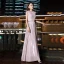 Chic / Beautiful Blushing Pink Evening Dresses  2019 A-Line / Princess Scoop Neck Glitter Polyester Sash Sleeveless Floor-Length / Long Formal Dresses