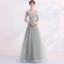 Affordable Pool Blue Evening Dresses  2019 A-Line / Princess V-Neck Lace Flower Sleeveless Backless Floor-Length / Long Formal Dresses