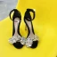 Charmant Noire Soirée Chaussures Femmes 2019 Cuir Bride Cheville Faux Diamant 10 cm Talons Aiguilles Peep Toes / Bout Ouvert Talons