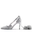 Chic / Belle Argenté Rendez-vous Chaussures Femmes 2019 Cuir Paillettes Bride Cheville 8 cm Talons Aiguilles À Bout Pointu Talons Hauts