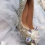 Glitter Champagne Handgemaakt Kristal Bruidsschoenen 2019 Pailletten Rhinestone 8 cm Naaldhakken / Stiletto Spitse Neus Huwelijk Pumps