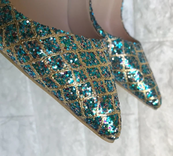 Glitzernden Jägergrün Abend Pumps 2019 Leder Pailletten 12 cm Stilettos Spitzschuh Pumps