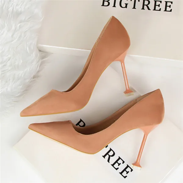 Affordable Black Office Pumps 2019 Suede 9 cm Stiletto Heels Pointed Toe Pumps