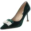 Schöne Dunkelgrün Freizeit Wildleder Pumps 2019 Strass 8 cm Stilettos Spitzschuh Pumps