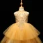 Chic / Beautiful Detachable Flower Girl Dresses 2017 Ball Gown Lace Appliques Crystal High Neck Sleeveless Asymmetrical Wedding Party Dresses