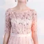 Chic / Belle Robe De Soirée 2017 Princesse En Dentelle Paillettes Ceinture Encolure Dégagée 1/2 Manches Longue Robe De Ceremonie
