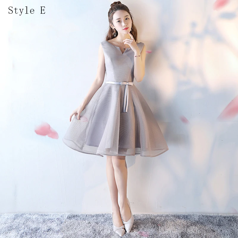 Chic Beautiful Silver Bridesmaid Dresses 2017 A Line Princess Bow Backless  Short Bridesmaid Wedding Party Dresses