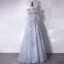Charmant Gris Perlage Paillettes En Dentelle Fleur Robe De Bal 2024 Princesse Bustier Sans Manches Dos Nu Longue Promo Robe De Ceremonie
