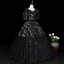 Sparkly Black Prom Dresses 2019 A-Line / Princess V-Neck Star Sequins Lace Flower 1/2 Sleeves Floor-Length / Long Formal Dresses