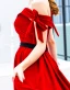 Schöne Einfarbig Rot Abendkleider 2019 A Linie Off Shoulder Wildleder Schleife Ärmellos Rückenfreies Lange Festliche Kleider