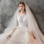 Charming Champagne Wedding Dresses 2019 Ball Gown V-Neck Pearl Sleeveless Backless Cascading Ruffles Cathedral Train