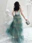 Modern / Fashion Gradient-Color Evening Dresses  2019 A-Line / Princess Spaghetti Straps Bow Sleeveless Backless Floor-Length / Long Formal Dresses