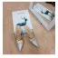 Chic / Beautiful Silver Casual Womens Sandals 2019 Leather Satin Rhinestone 9 cm Stiletto Heels Sandals Pointed Toe
