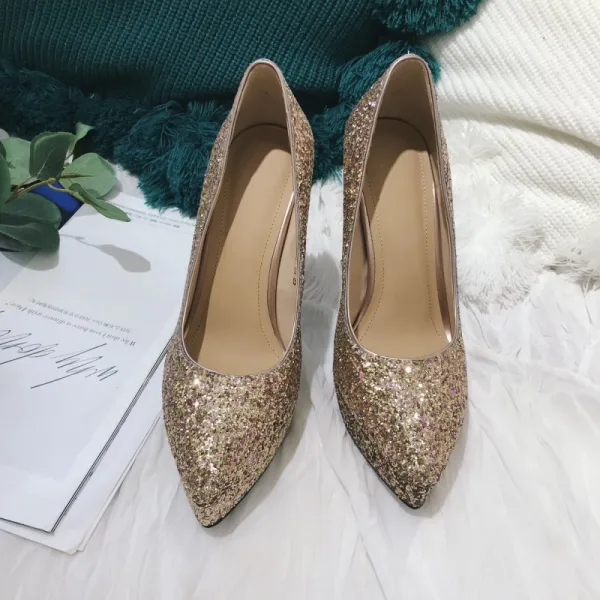 Glittrande Silver Afton Paljetter Pumps 2021 Läder 12 cm Högklackade Stilettklackar Spetsiga Pumps