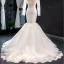 Luxury / Gorgeous Ivory Wedding Dresses 2019 Trumpet / Mermaid Scoop Neck Beading Sequins Lace Flower Long Sleeve Backless Detachable Chapel Train