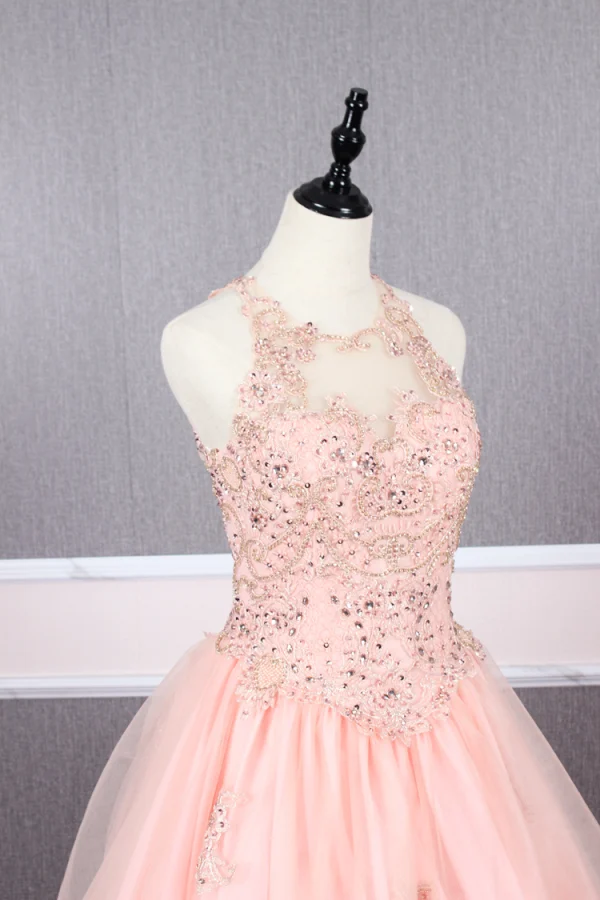 Elegant Royal Blue Prom Dresses 2019 A-Line / Princess Scoop Neck Beading Crystal Sequins Lace Flower Sleeveless Backless Floor-Length / Long Formal Dresses