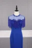 Vintage / Retro Dark Green Prom Dresses 2019 Trumpet / Mermaid Scoop Neck Handmade  Beading Tassel Sequins Short Sleeve Backless Sweep Train Formal Dresses