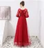 Chic / Beautiful Burgundy Evening Dresses  2019 A-Line / Princess Scoop Neck Appliques Lace Sash 1/2 Sleeves Floor-Length / Long Formal Dresses