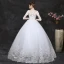 Classy White Pregnant Wedding Dresses 2019 Ball Gown Scoop Neck Appliques Lace 1/2 Sleeves Backless Floor-Length / Long