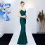 Sparkly Solid Color Dark Green Evening Dresses  2019 Trumpet / Mermaid Spaghetti Straps Sequins Sash Sleeveless Backless Split Front Floor-Length / Long Formal Dresses