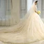 Luxe Champagne Robe De Mariée 2018 Dos Nu Robe Boule Perlage Paillettes Bretelles Spaghetti Sans Manches Royal Train Mariage