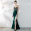 Chic / Beautiful Dark Green Evening Dresses  2019 Trumpet / Mermaid Spaghetti Straps Rhinestone Sleeveless Backless Floor-Length / Long Formal Dresses