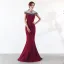 Élégant Champagne Robe De Soirée 2019 Trompette / Sirène Encolure Dégagée Perlage Perle Faux Diamant Sans Manches Longue Robe De Ceremonie