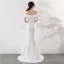 Chic / Belle Couleur Unie Ivoire Robe De Soirée 2019 Trompette / Sirène De l'épaule Faux Diamant En Dentelle Fleur Manches Courtes Dos Nu Fendue devant Longue Robe De Ceremonie