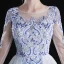 Chinese style Asymmetrical Evening Dresses  2017 A-Line / Princess Scoop Neck Long Sleeve Embroidered Flower White Organza Detachable Formal Dresses