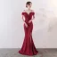 Chic / Belle Couleur Unie Ivoire Robe De Soirée 2019 Trompette / Sirène Bretelles Spaghetti Perlage Gland Sans Manches Dos Nu Fendue devant Longue Robe De Ceremonie